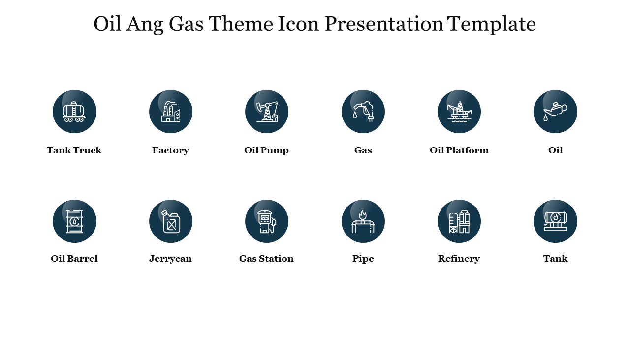 Top 12 Oil Ang Gas Theme Icon Presentation Template